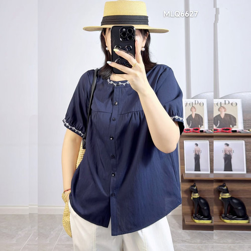 米莱奇6627夏加大码短袖衬衫女衣