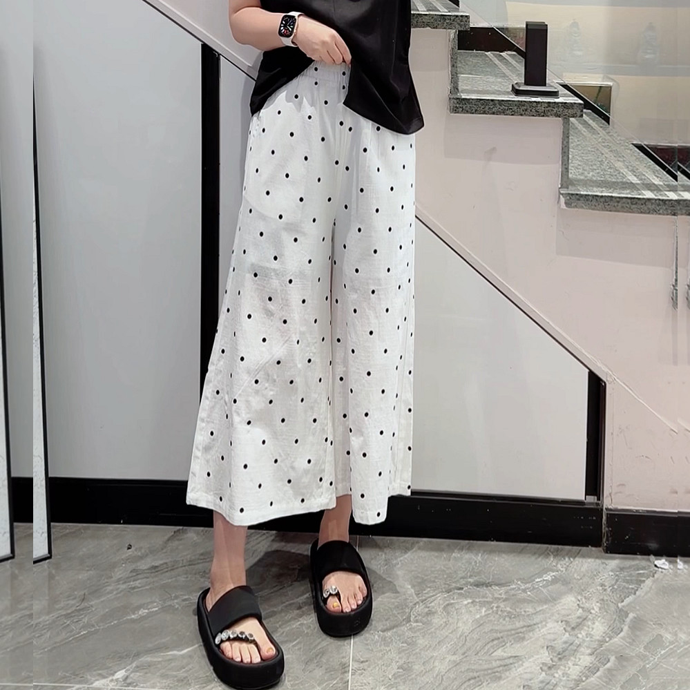 宜语析6151夏加大码八分休闲裤女 190斤胖妹mm松紧腰宽松阔腿甩裤