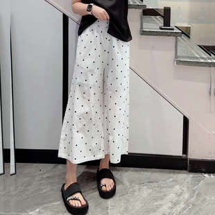 特！宜语析6151夏加大码八分休闲裤女 190斤胖妹mm松紧腰阔腿甩裤