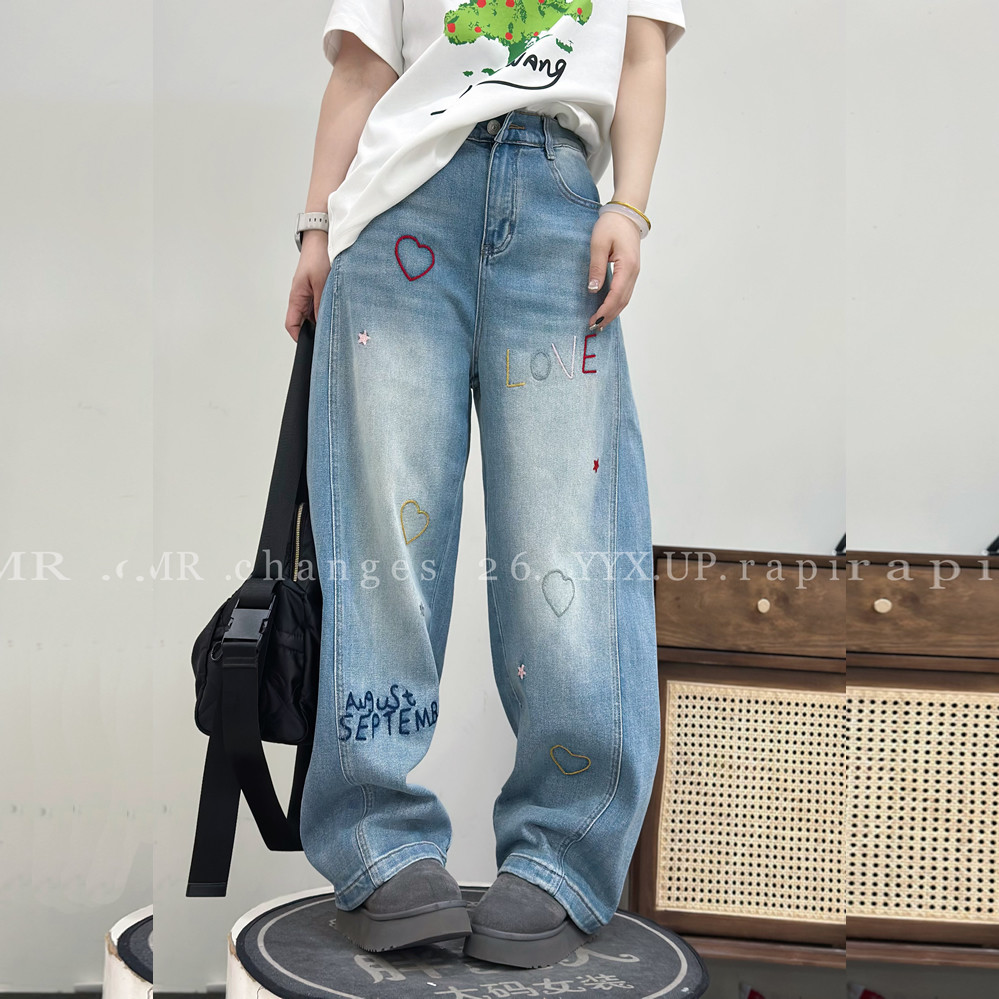 宜语析5938春季加大码弯刀牛仔裤女 190斤胖妹mm潮牌弹力字母长裤,女装/女士精品,大码裤装,淘宝优惠券,粉丝福利购,淘宝优惠卷