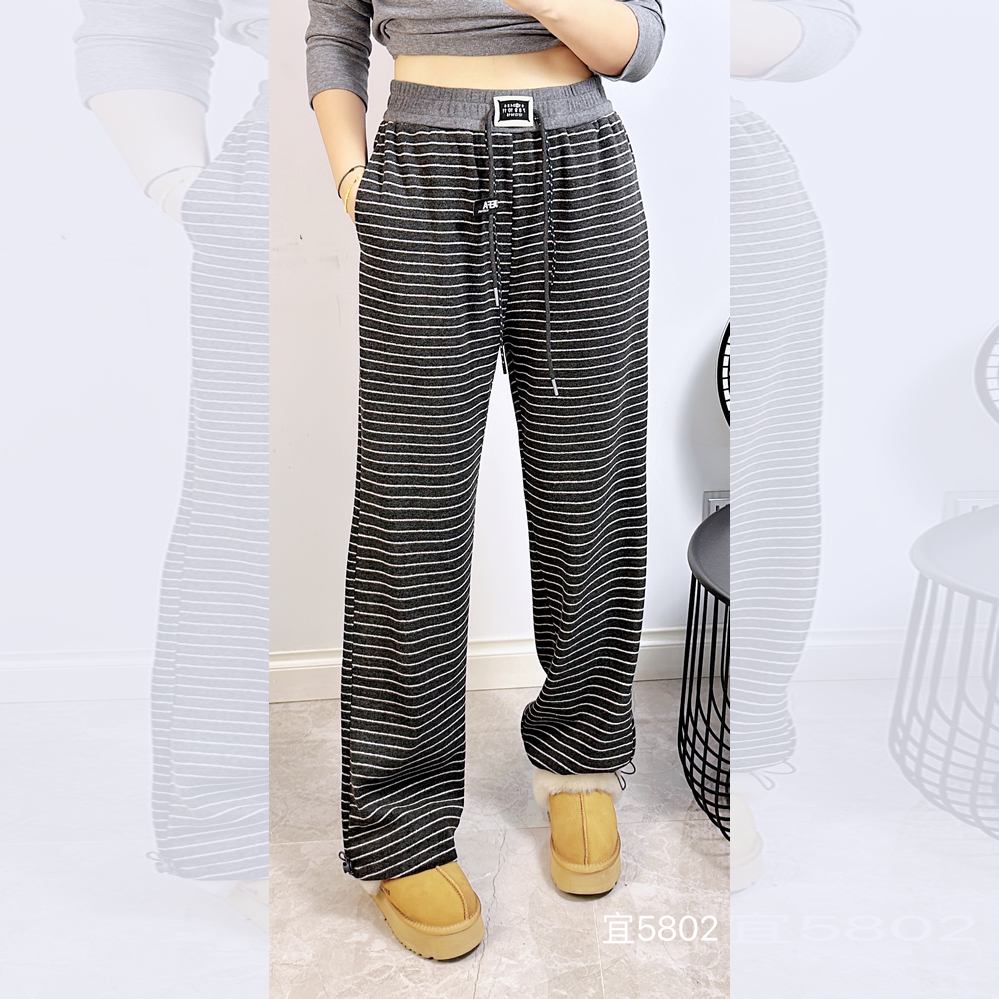 宜语析5802冬大码加绒阔腿长裤女