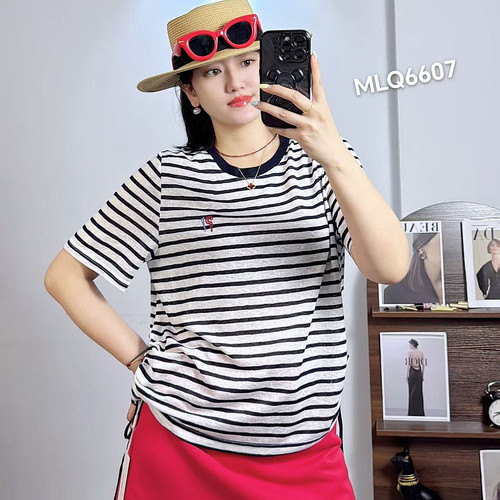 米莱奇6607夏加大码短袖T恤女胖m
