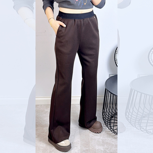 宜语析5760秋冬加大码微喇裤女 190斤胖妹mm松紧腰修身显瘦长裤子