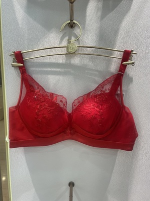 曼妮芬文胸聚拢本命年大红无钢圈