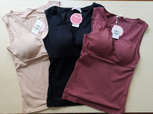 秋冬V领轻塑带罩杯一体厚磨绒女纯色保暖背心20401238