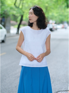 断码特价！法式刺绣特别漂亮掐腰上衣高级感收腰白色衬衫女夏