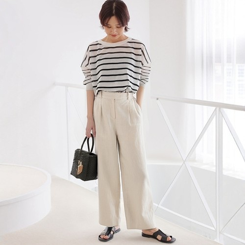 小个子穿搭卡其色凉快舒服的亚麻宽松阔腿裤显瘦长裤子女夏季薄款