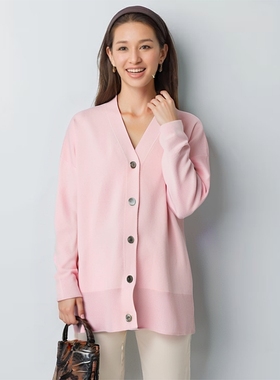 ien@毛衣开衫外套女V领针织衫宽松上衣慵懒风轻奢气质2025年新款