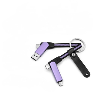 六合一钥匙扣数据线短款快充适用苹果华为typec充电线订定制logo