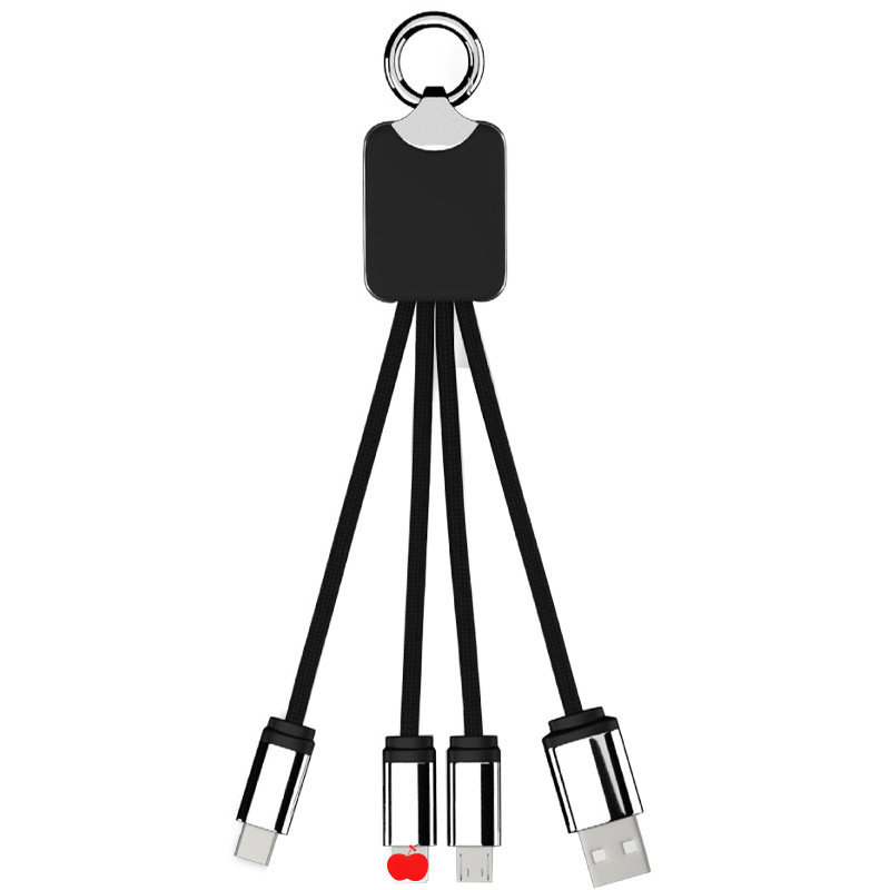 迷你三合一钥匙扣数据线短便携多功能适用苹果充电线定制发光logo
