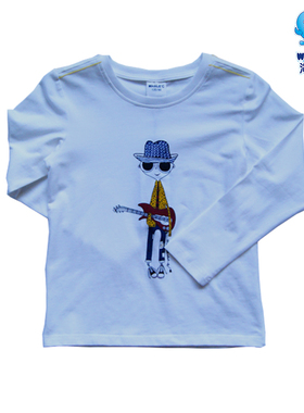 海威迩童装清仓特卖男童中大童圆领针织长袖T恤181105有170