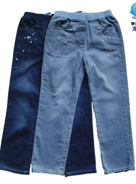 海威迩童装清仓特卖春夏女童中大童弹力牛仔百搭合体长裤164168