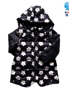 海威迩童装清仓特卖秋冬女童中大童雪花加厚中长羽绒服169688