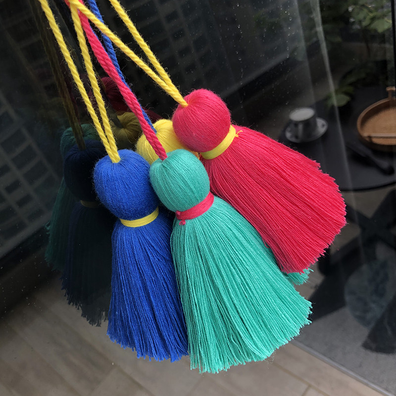 ins同款大流苏棉线撞色包挂件图片