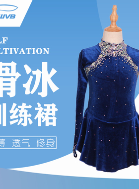 炫舞精灵 定制花样滑冰服装 花样滑冰表演服 保暖丝绒裙a258