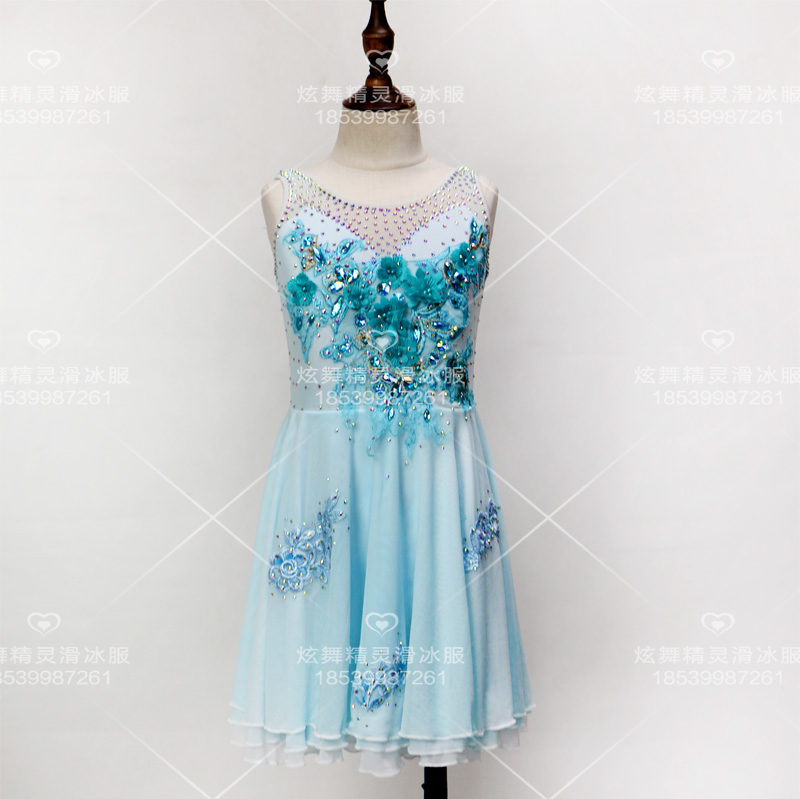 炫舞精灵 定制花样滑冰服装 花样滑冰表演服 儿童成人女款裙a350