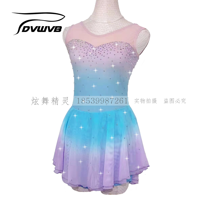 炫舞精灵 定制 花样滑冰表演服 舞蹈演出服 儿童成人女款裙a1022