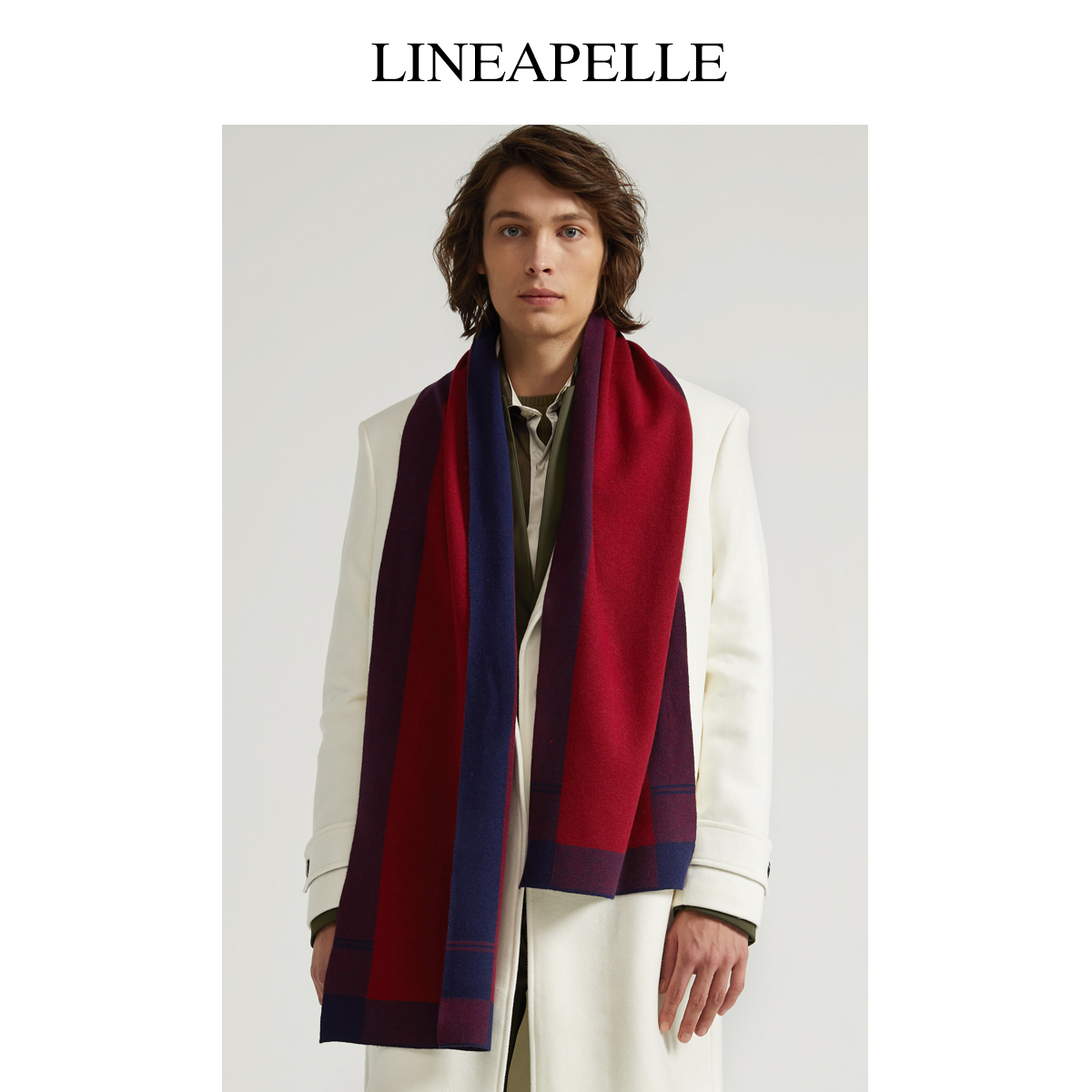 欧美风保暖休闲格子冬季男士围巾