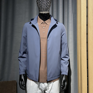 新款 春季 可脱卸帽 休闲时尚 纯色微弹上衣 男装 短款 年轻商务夹克