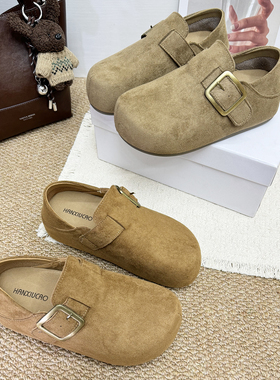 复古全包勃肯鞋女2026春秋新款厚底内增高两穿博肯包头半拖鞋单鞋