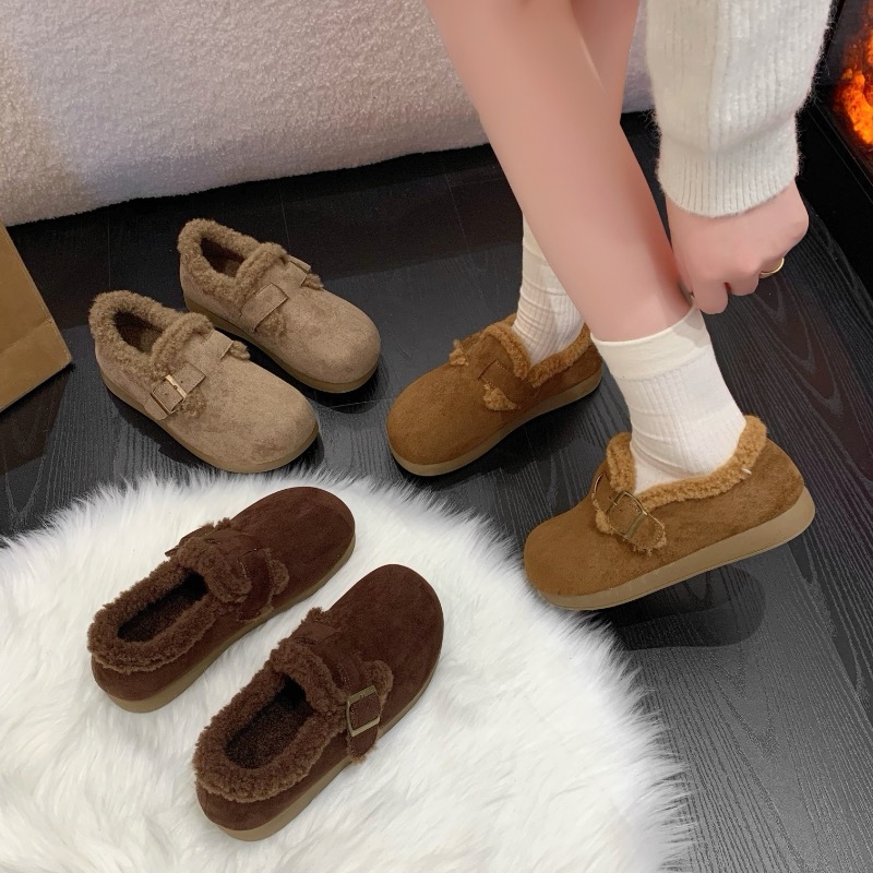 2025冬季新款加绒平底保暖勃肯鞋