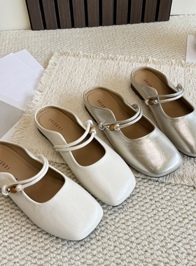 方头平底包头半拖女2026春夏新款软底一脚蹬玛丽珍凉拖鞋外穿单鞋