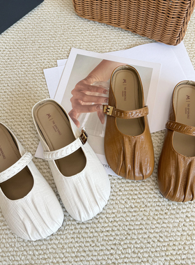 平底包头半拖女外穿2026春夏新款一脚蹬配裙玛丽珍凉拖鞋外穿单鞋
