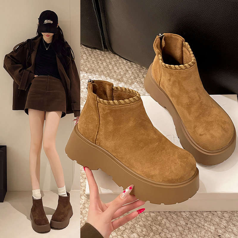 厚底增高马丁靴女增高复古短靴子