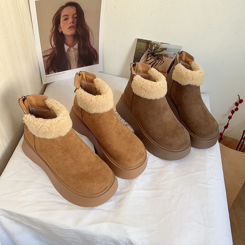 雪地靴冬季短靴增高加绒棉鞋保暖