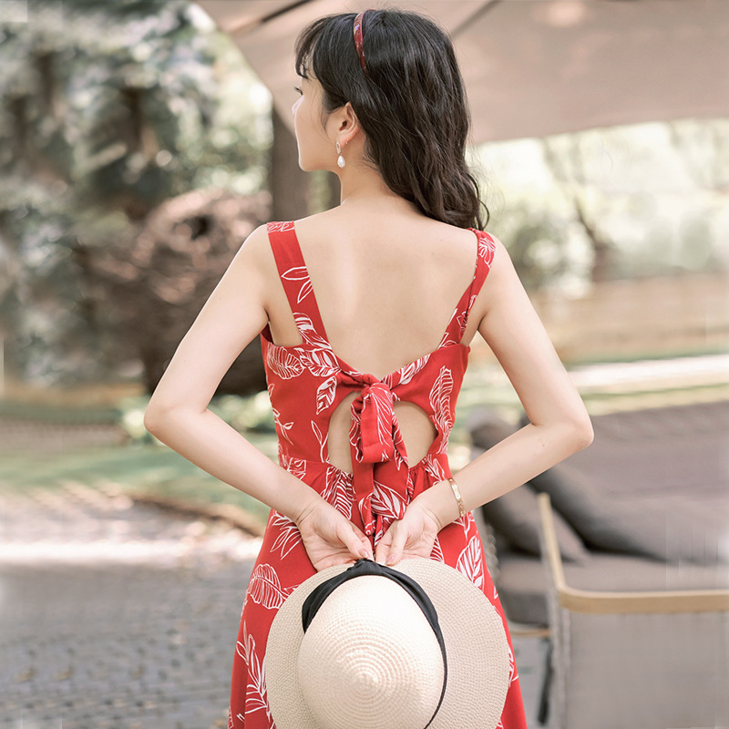Open back dress with drawstring