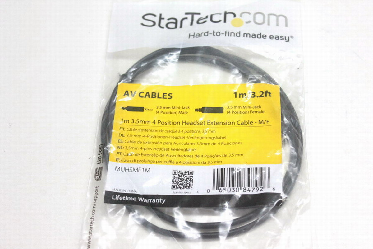 美国StarTech.com MUHSMF1M 4节3.5mm音频延长线适用于iphone电脑