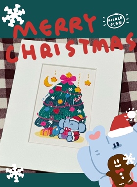 cocomero｜小象原创插画花花迷你mini长方形装饰画可爱圣诞礼物