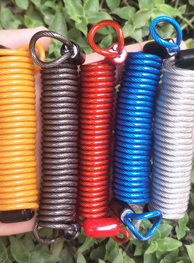 头盔锁防盗弹簧钢丝绳伸缩包胶钢丝绳包塑钥匙扣挂绳车衣绳