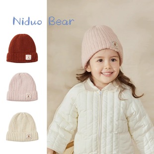 尼多熊2025婴儿帽子秋冬款儿童毛线帽男女可爱针织帽保暖宝宝帽子