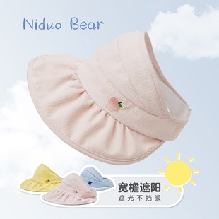 正品尼多熊2025婴儿帽子夏季薄款空顶帽女宝宝帽子大檐儿童防晒帽