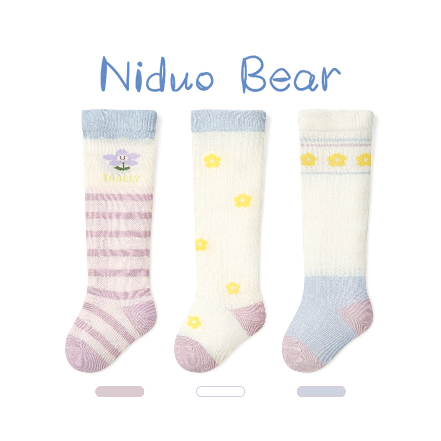 尼多熊2025婴儿长筒袜夏季薄款棉袜可爱女宝宝袜松口不勒腿过膝袜