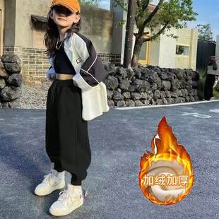 女童儿童加厚绒裤子冬季新款中小童特厚羊羔绒男童运动卫裤潮外穿