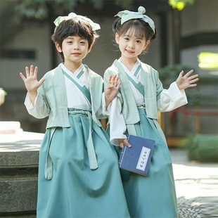 儿童道童汉服春秋古风汉服中国风三字经书生古代少爷宝宝汉服套装