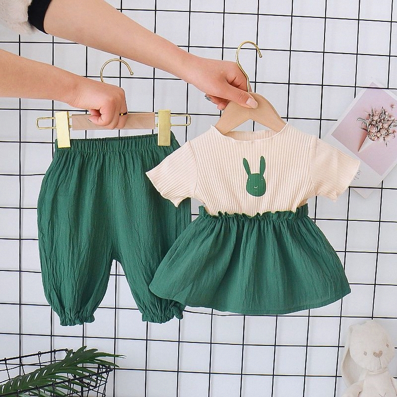 女童夏季套装女孩两件套婴儿童装宝宝短袖夏装1一2-3-4-5岁衣服潮