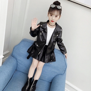 女大童皮夹克小女孩洋气童装 女童皮衣春秋2026新款 pu皮外套10韩版