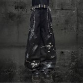 中性y2k手绘涂鸦做旧阔腿裤 Miub美式 先锋街头泼墨宽松牛仔裤 秋冬