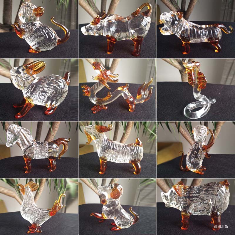 水晶生肖鼠龙蛇小摆件家居装饰