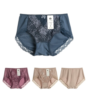 两条包邮韩国正品无痕中底腰女三角内裤冰丝提花舒适蕾丝边有大码
