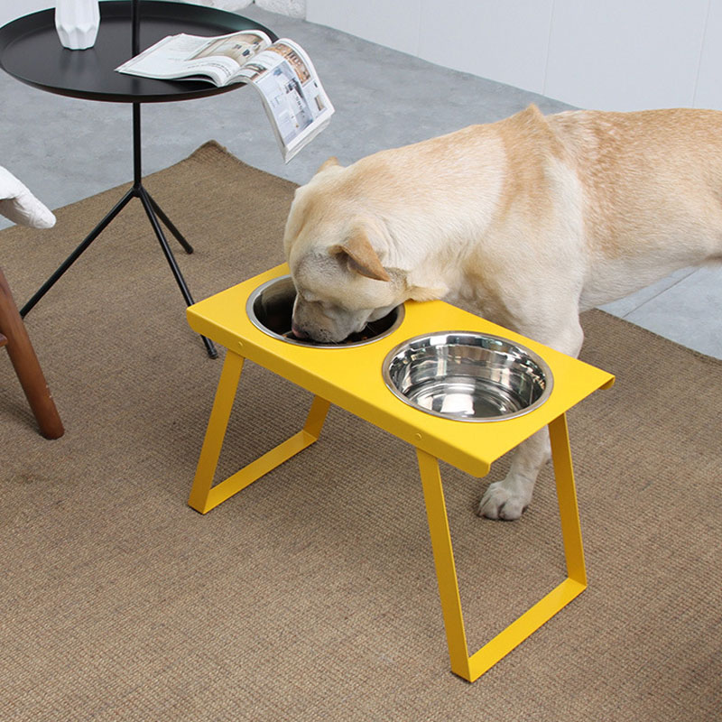 防打翻折叠狗碗宠物支架碗猫碗架大狗金毛泰迪不锈钢铁架护颈饭盆