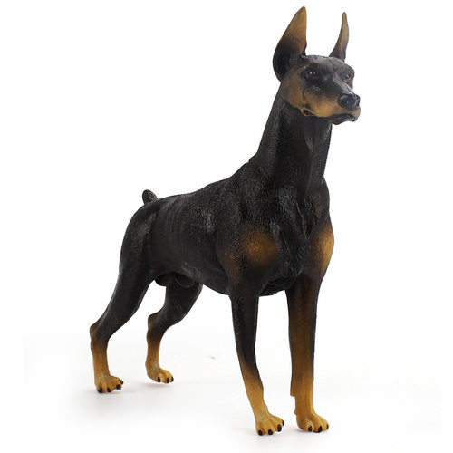 杜宾犬模型宠物狗动物黑色笃宾犬牧羊犬警犬摆件早教儿童玩具