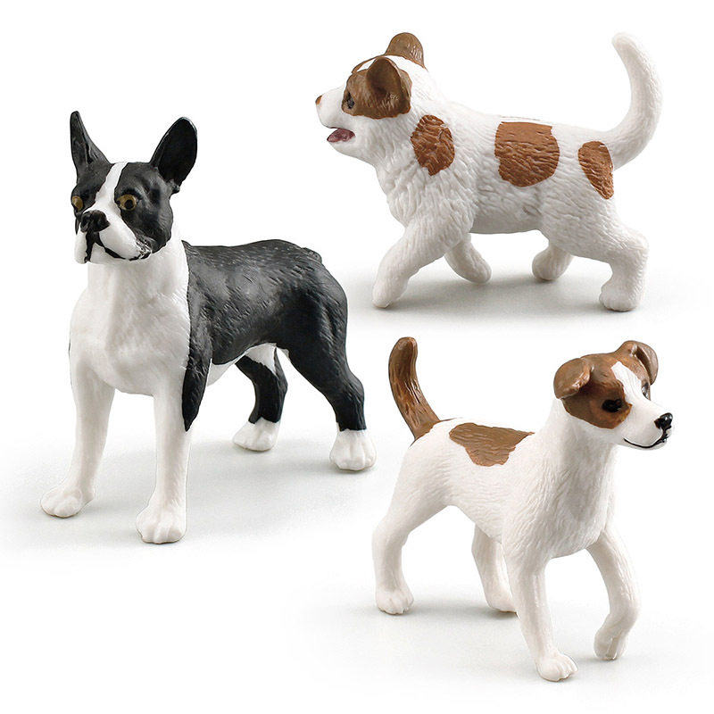 Simulated pet dog Jack Russell Terrier, Boston Terrier, French Bulldog, Wolfdog puppy, children's toy