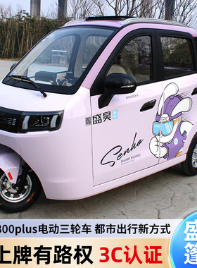 盛昊S800plus新款全封闭电动三轮车可上牌家用新能源代步三轮车