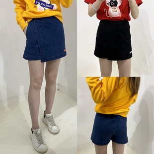 CHOCOOLATE女装牛仔短裤2024春季新品时尚裙摆拼接5554AEE