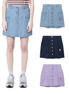 CHOCOOLATE夏季女装牛仔半身裙夏季时髦简约直排扣A字短裙9573AEE