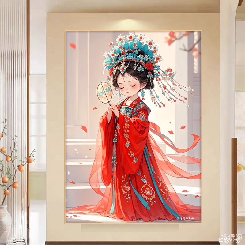 古风人物钻石画方钻满贴钻十字绣